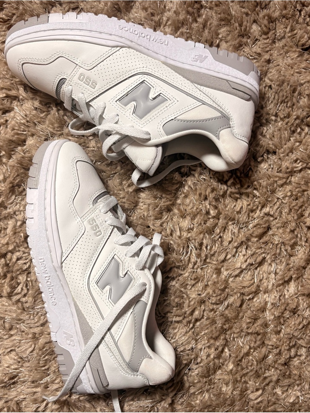 New Balance 550 Sneakers in White and Light Gray